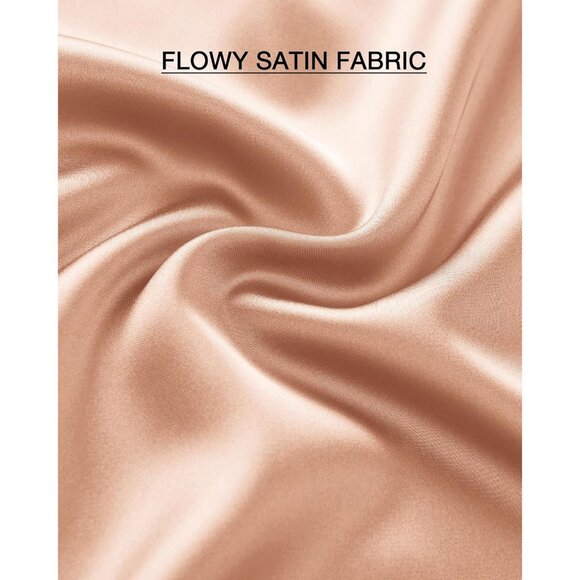 Women's Champagne Long Satin Silk Elegant Waist Cocktail Flowy A-Line Midi Skirt - Picture 6 of 6